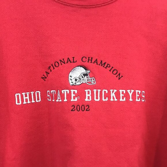 VTG Ohio State Buckeyes 2002 National Champion Red Sweatshirt XL Lee Heavyweight - Picture 2 of 5